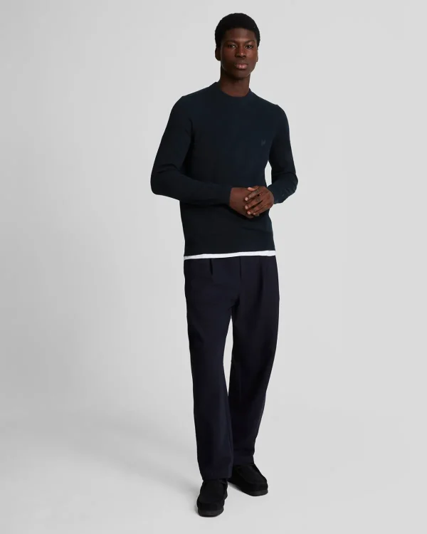 Lyle & Scott Reframed<Tonal Eagle Pullover mit Rundhalsausschnitt aus Lambswool DarkNavy