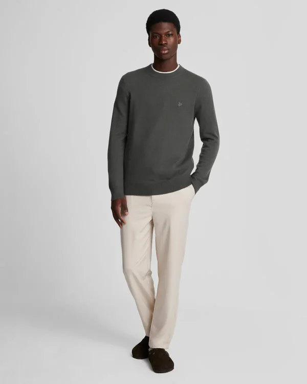 Lyle & Scott Reframed<Tonal Eagle Pullover mit Rundhalsausschnitt aus Lambswool Gunmetal