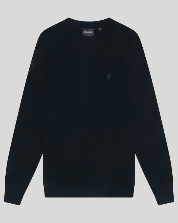 Lyle & Scott Reframed<Tonal Eagle Pullover mit Rundhalsausschnitt aus Lambswool DarkNavy