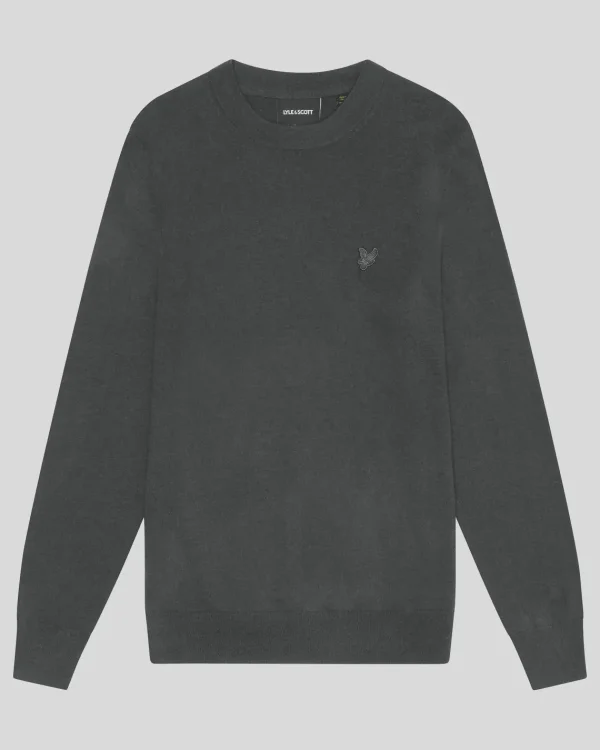 Lyle & Scott Reframed<Tonal Eagle Pullover mit Rundhalsausschnitt aus Lambswool Gunmetal