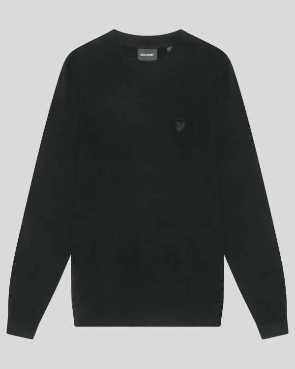 Lyle & Scott Reframed<Tonal Eagle Pullover mit Rundhalsausschnitt aus Lambswool JetBlack