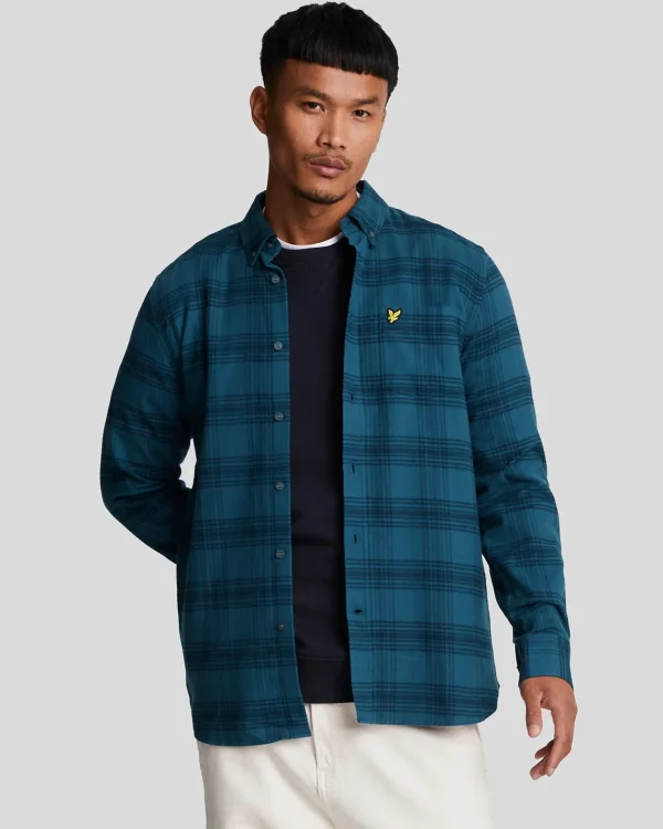 Lyle & Scott Hemden<Tonal kariertes Flanellhemd DarkNavy/DarkDenim