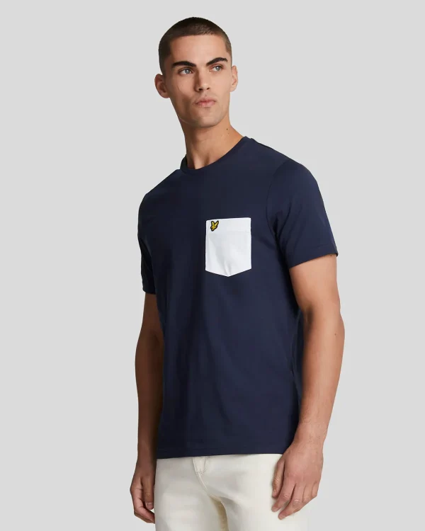 Lyle & Scott Vermächtnis | T-shirts<T-Shirt mit Kontrasttaschen Marine/Weiß