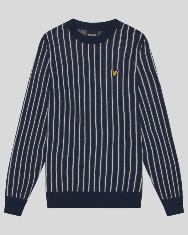 Lyle & Scott Pullover & Strickwaren<Vertikal gestreifter Pullover mit Rundhalsausschnitt DarkNavy