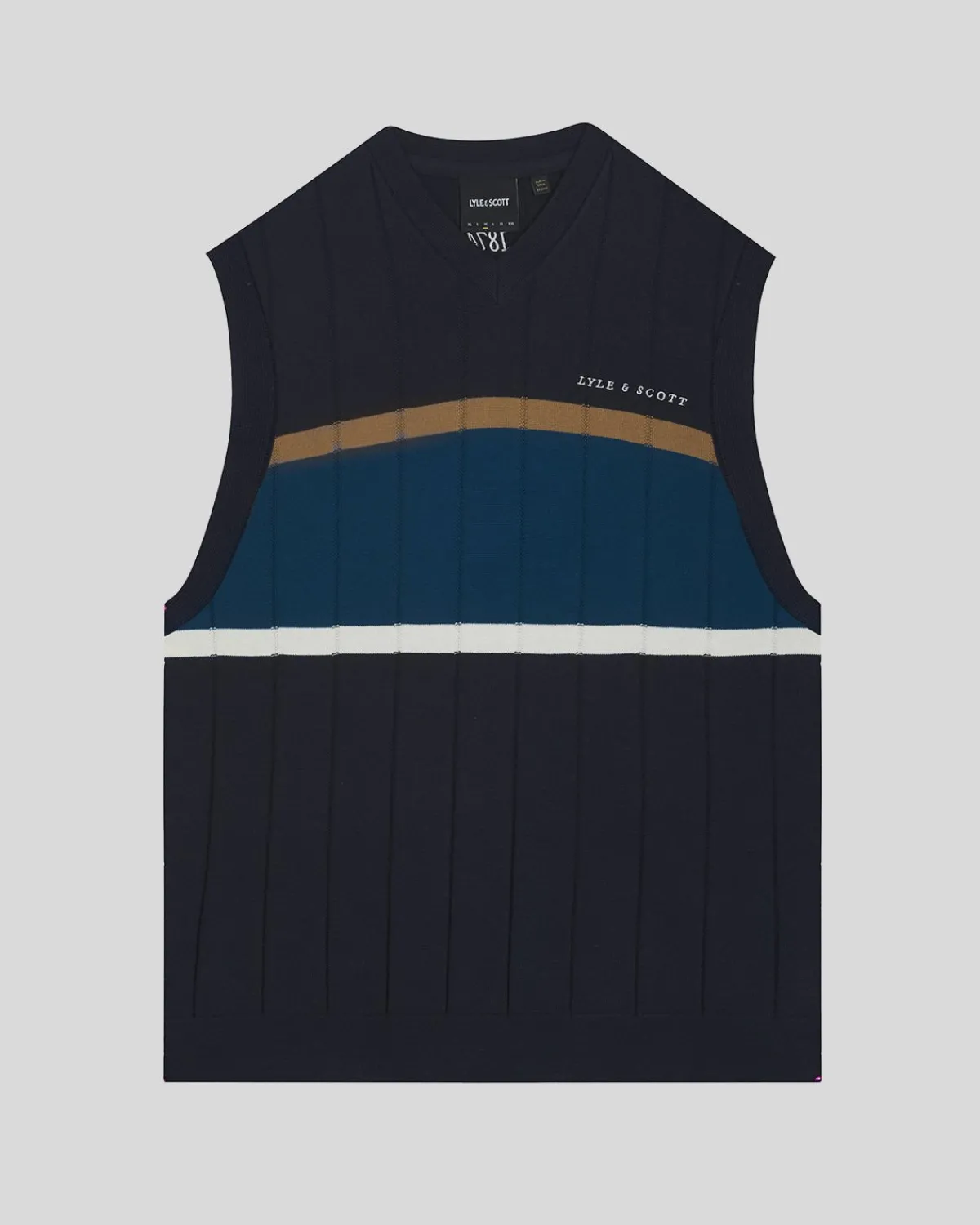 volley_streifen_strickweste_4.webp Lyle & Scott Drehbuchsticke<Volley Streifen Strickweste DunkleMarine