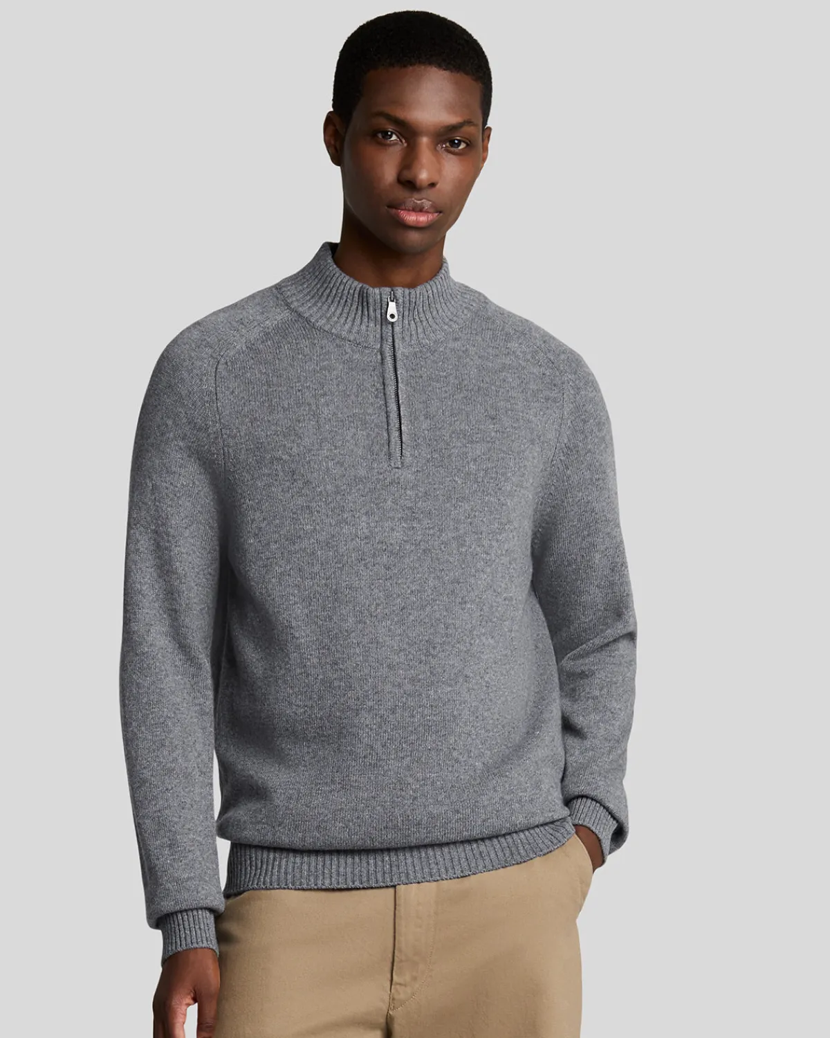 year_knitwear___zip_pullover_0-3.webp Lyle & Scott 150 Jahre Strickwaren | Pullover & Strickwaren<150 Year Knitwear - 1/4 Zip Pullover GrauHeather