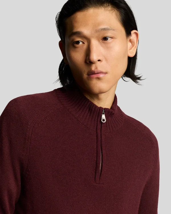 Lyle & Scott 150 Jahre Strickwaren | Pullover & Strickwaren<150 Year Knitwear - 1/4 Zip Pullover BurgundischesHeidekraut